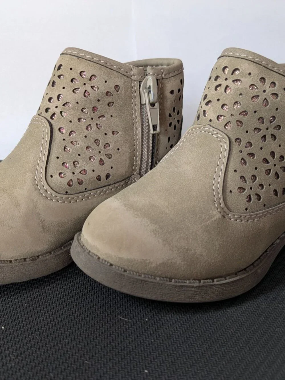 OshKosh B'gosh Toddler Girl Taupe Perforated Ankle Boots 6M